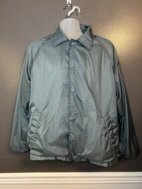 David Taylor Jacket Mens Medium Blue Green Snap Button Nylon Coach Retro Style